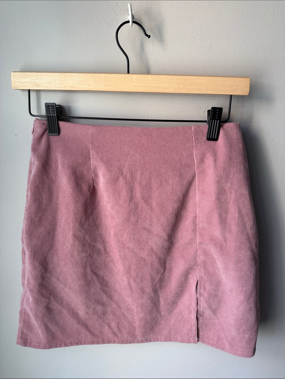 SHEIN Pink Corduroy Mini Skirt Side Slit Bodycon Y2K Cottagecore